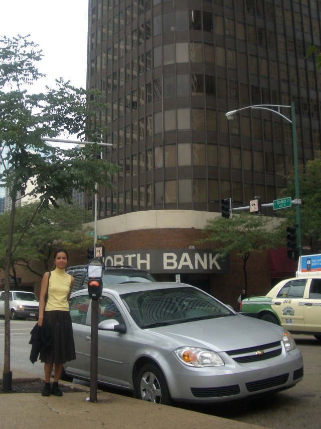 In front of Jade's apartment building